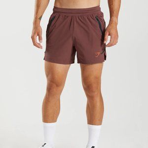 Gymshark Mens APEX 5" PERFORM SHORTS Cherry Brown XL